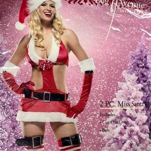 NWT Y2K Miss Santa Cut-out Halter Mini Dress 2 PC Costume